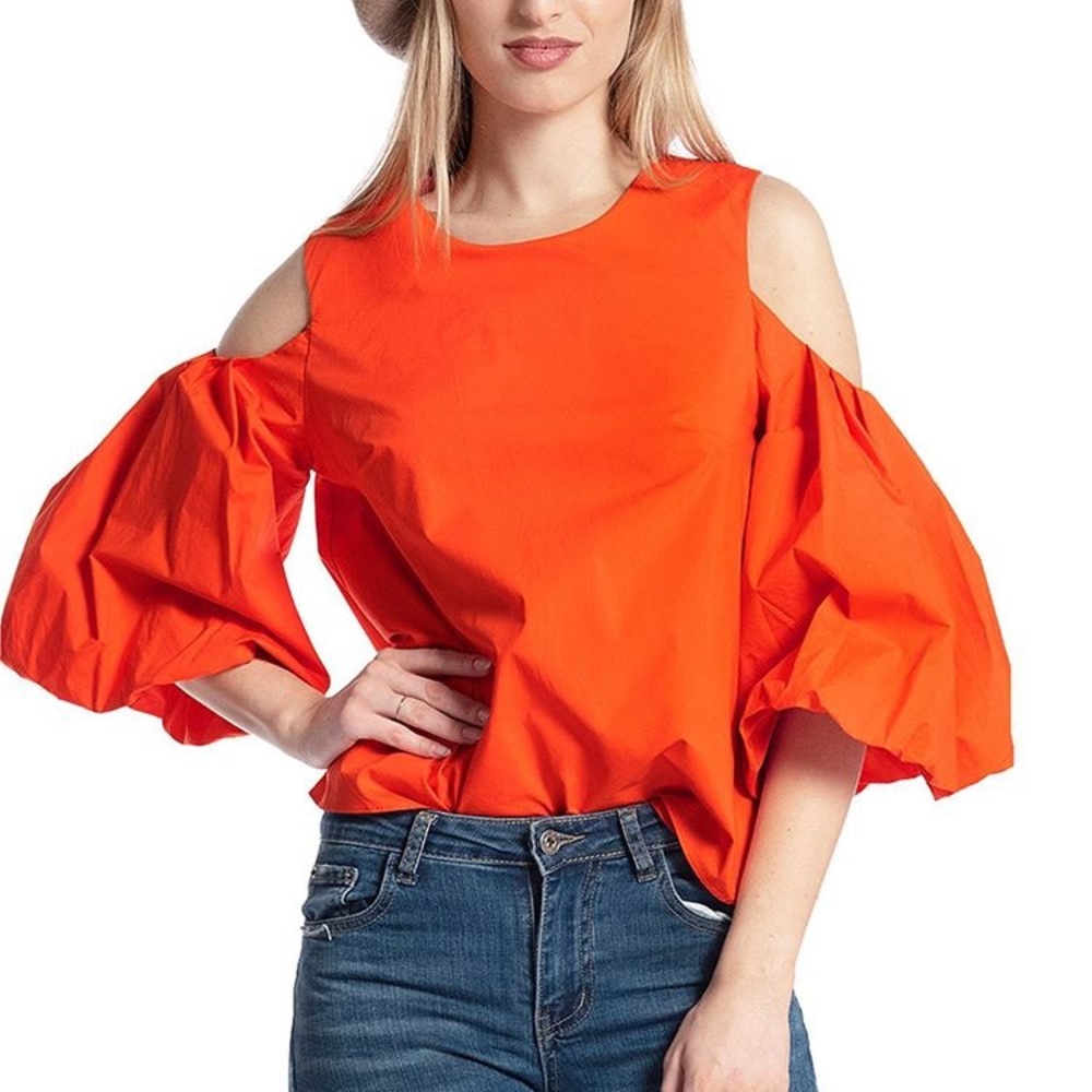 Bell Sleeve Detailed Cold-Shoulder Top